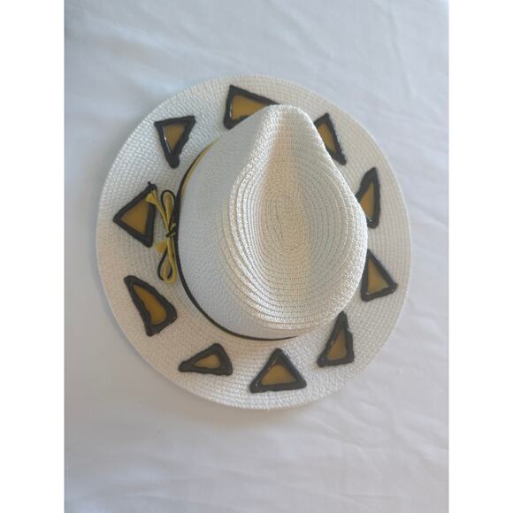 Custom Stained Glass Sun Hat – White, Yellow & Black Festival Hat Adjustable main image 8